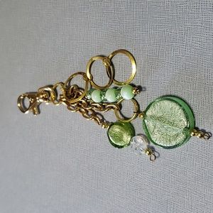 New Green Glass Bead Purse Charm